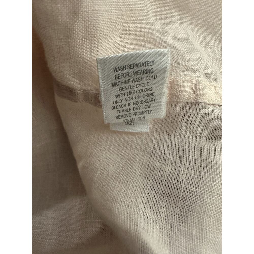 Garnet Hill Linen Button Up Pocket Shirt Light Pink Sheer Long Sleeve Size 12 - Picture 13 of 16